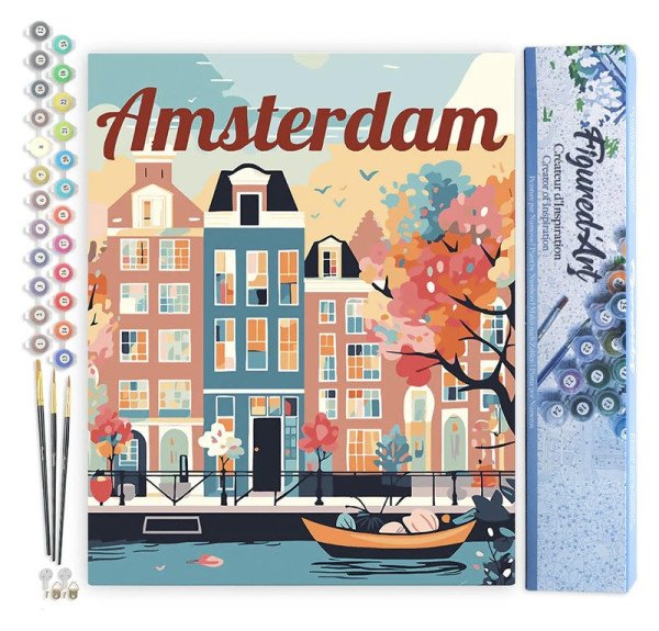 Malování podle čísel - Vintage Amsterdam bez rámu 40x50cm