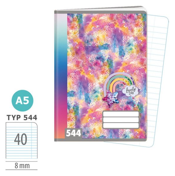 Školní sešit A5, 40 listů, typ 544 Rainbow Ella