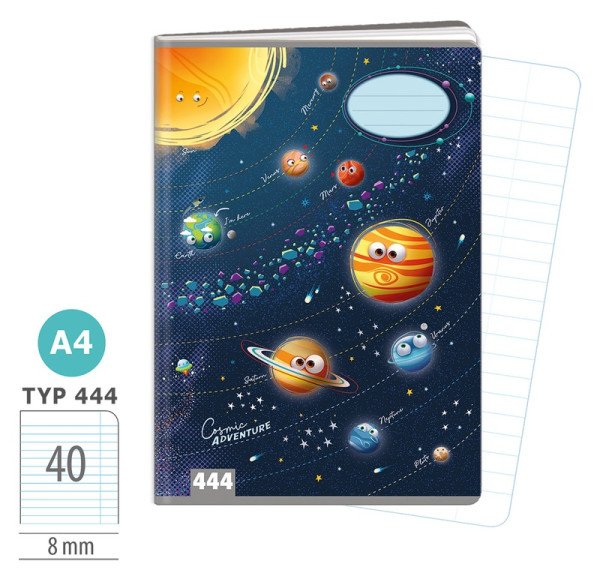 Školní sešit A4, 40 listů, typ 444 Cosmic adventure