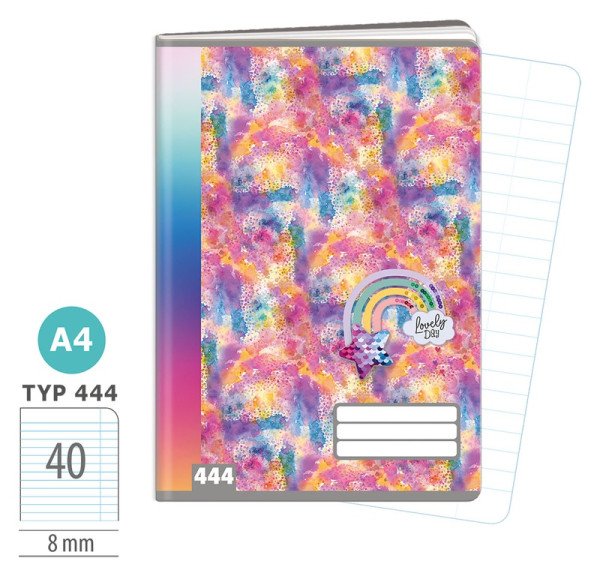 Školní sešit A4, 40 listů, typ 444 Rainbow Ella