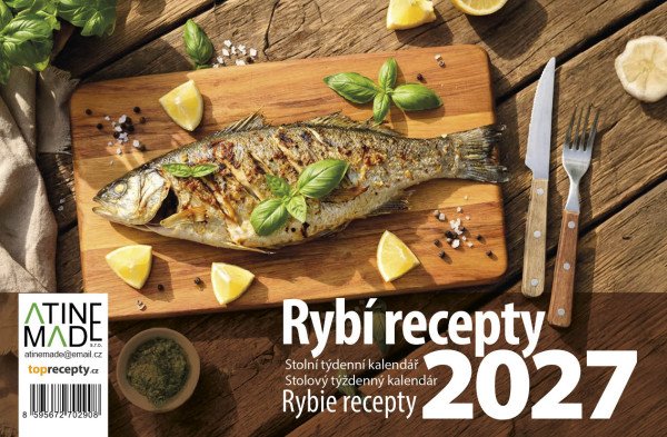 Kalendář 2027 Rybí recepty, stolní, týdenní, 14 x 21,4 cm