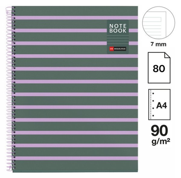 Poznámkový blok Between the Lines NB-1, A4, 90g, karton, 80 listů, linka, Ash