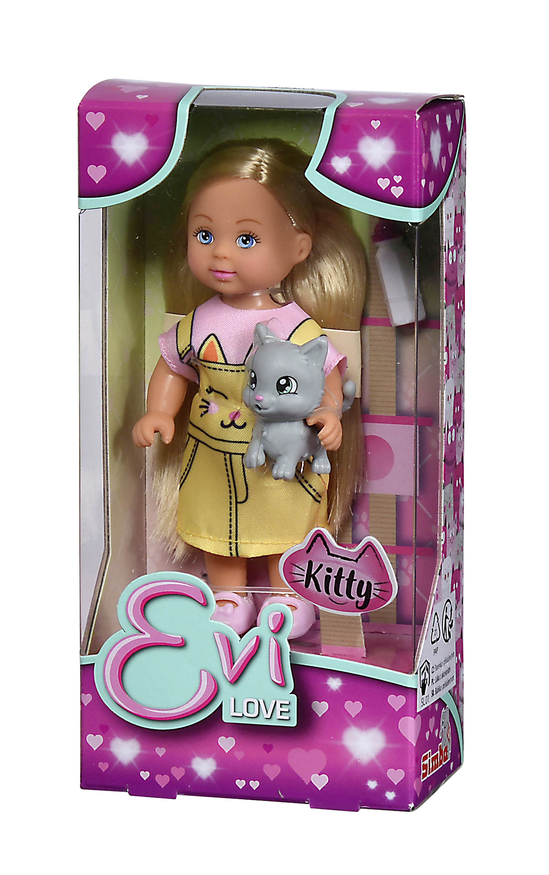 Evi Doll in Kitty Dress with Cat and Bottle