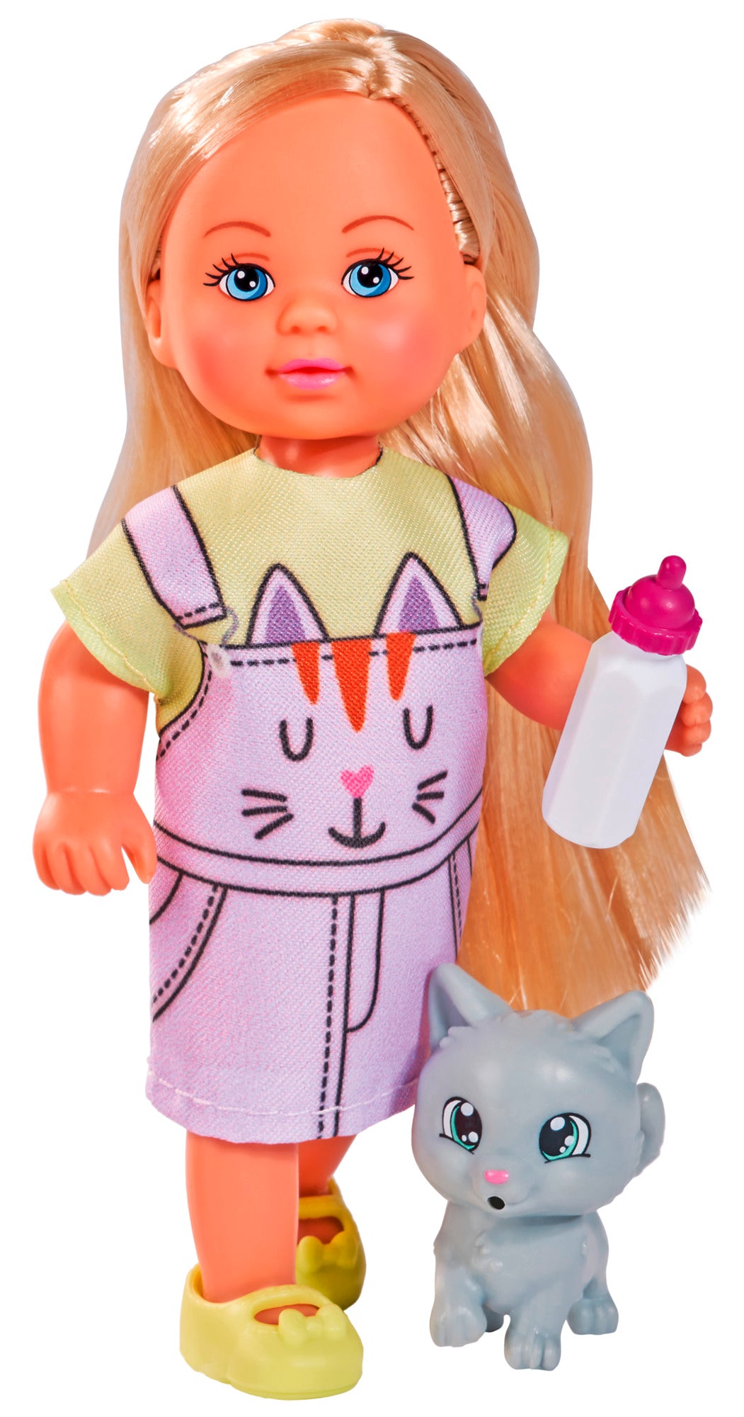 Evi Doll in Kitty Dress with Cat and Bottle