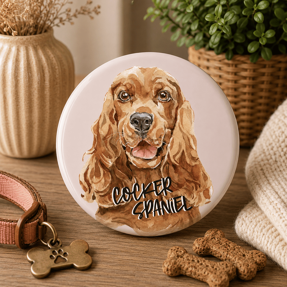 Cocker Spaniel Button Badge with Pin