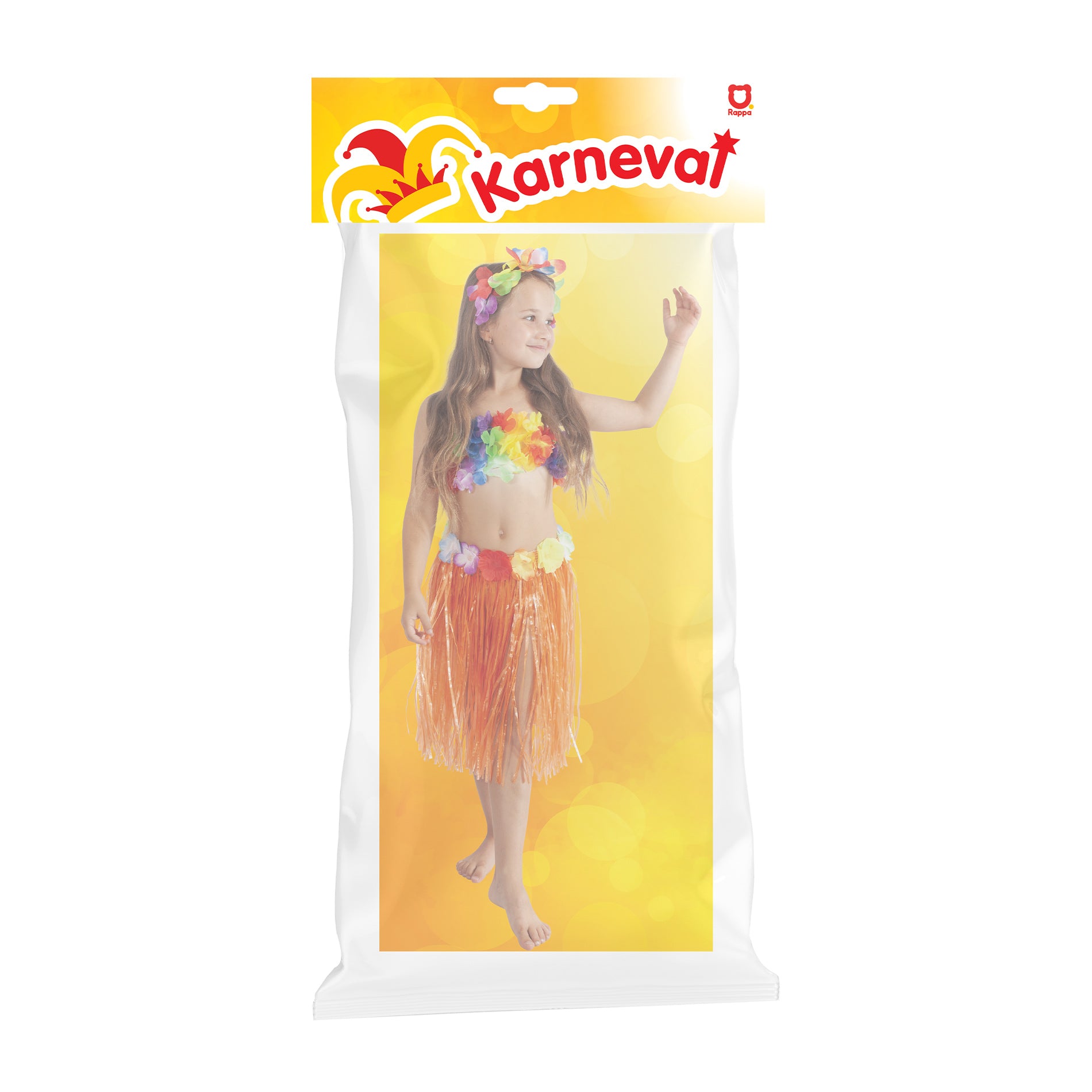 Children's orange Hawaiian skirt 45 cm