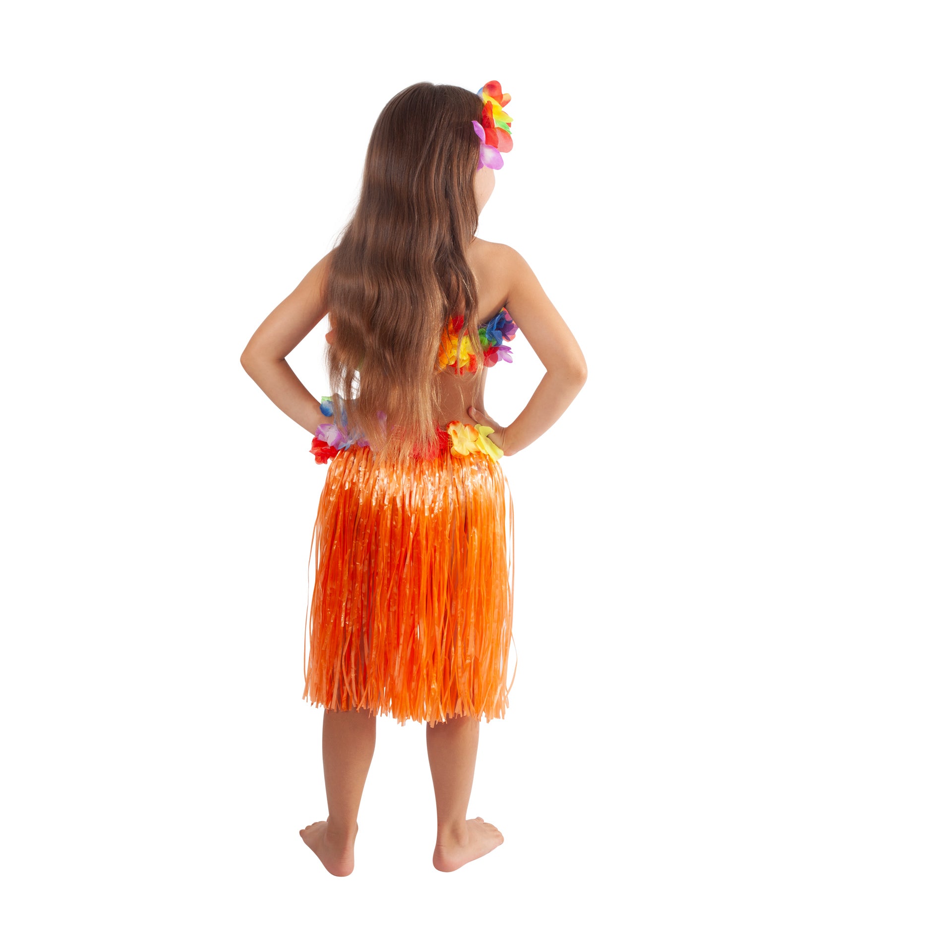 Children's orange Hawaiian skirt 45 cm