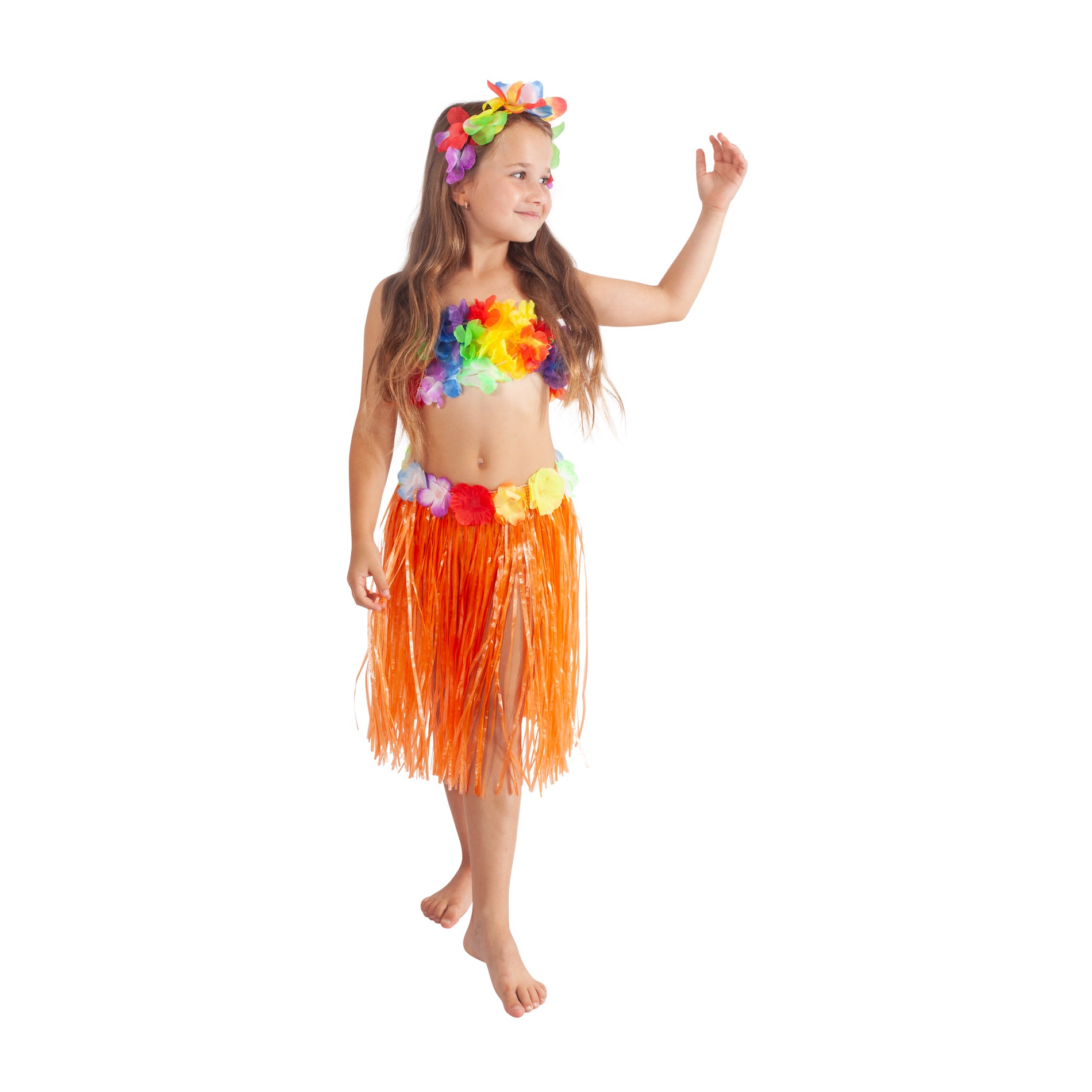 Children's orange Hawaiian skirt 45 cm