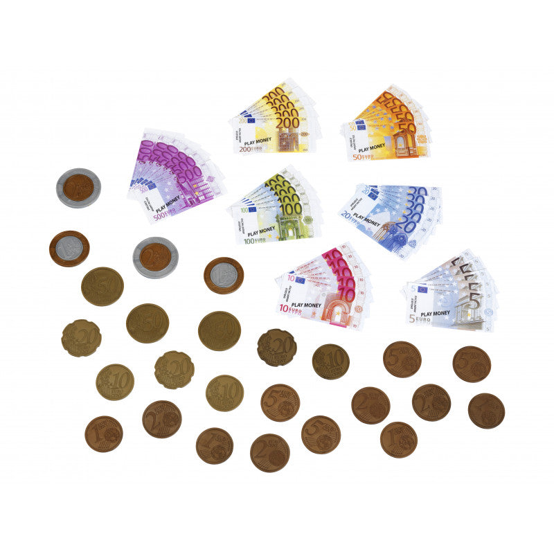 Euro banknotes and coins pretend play set