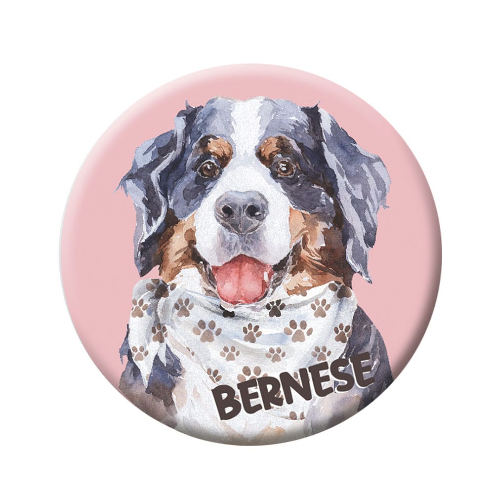Bernese Dog Breed Pin Button, 44 mm