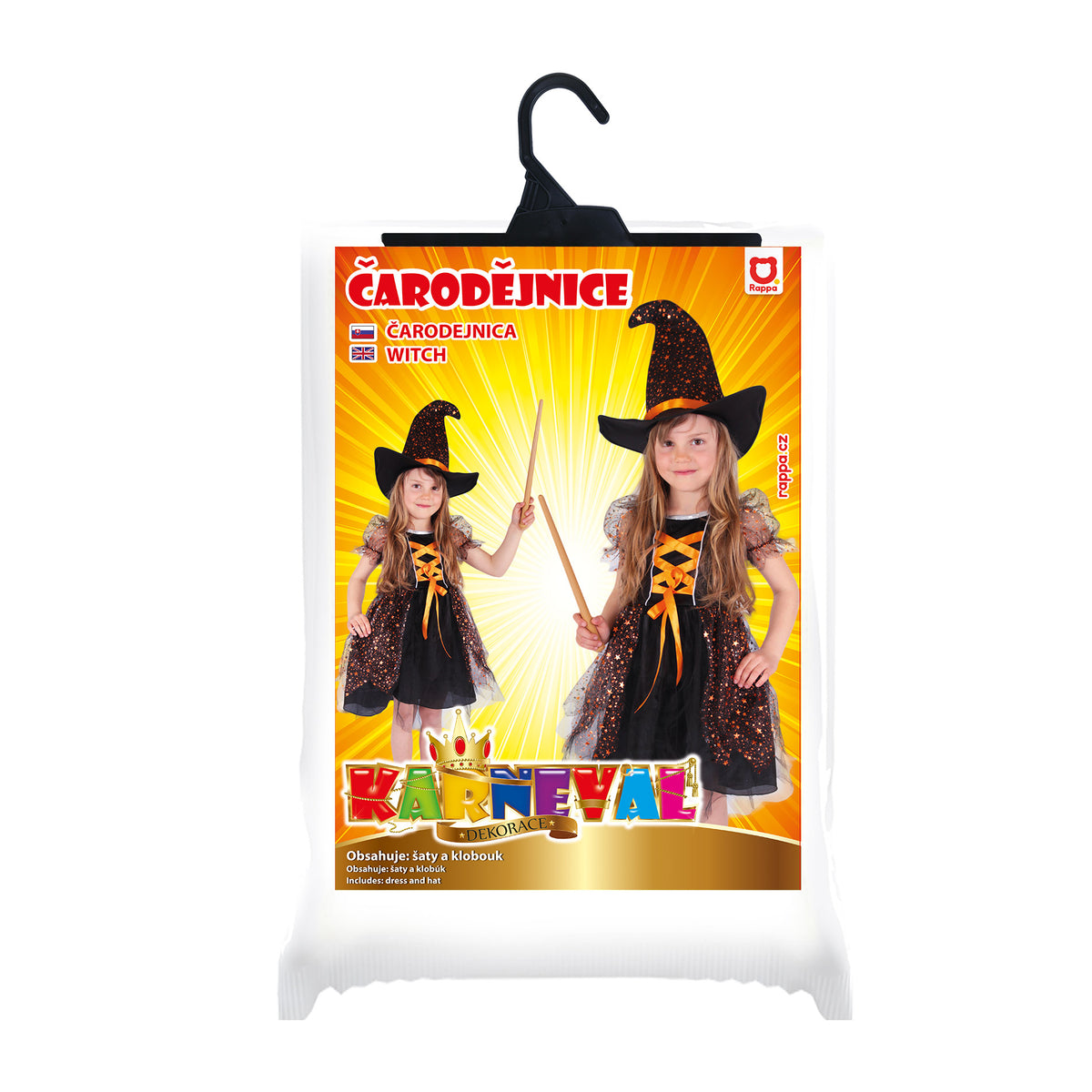 Children's witch costume with stars, size S