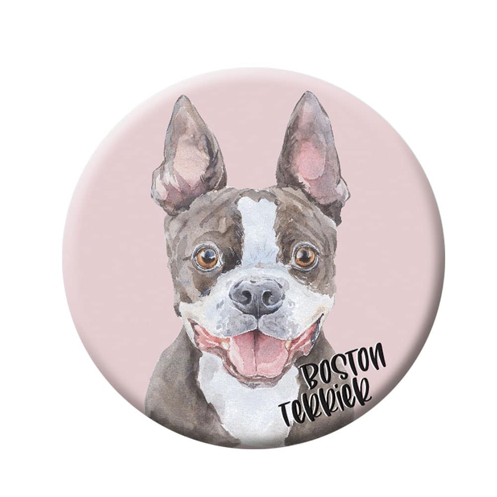 Boston Terrier Button Pin, 44 mm