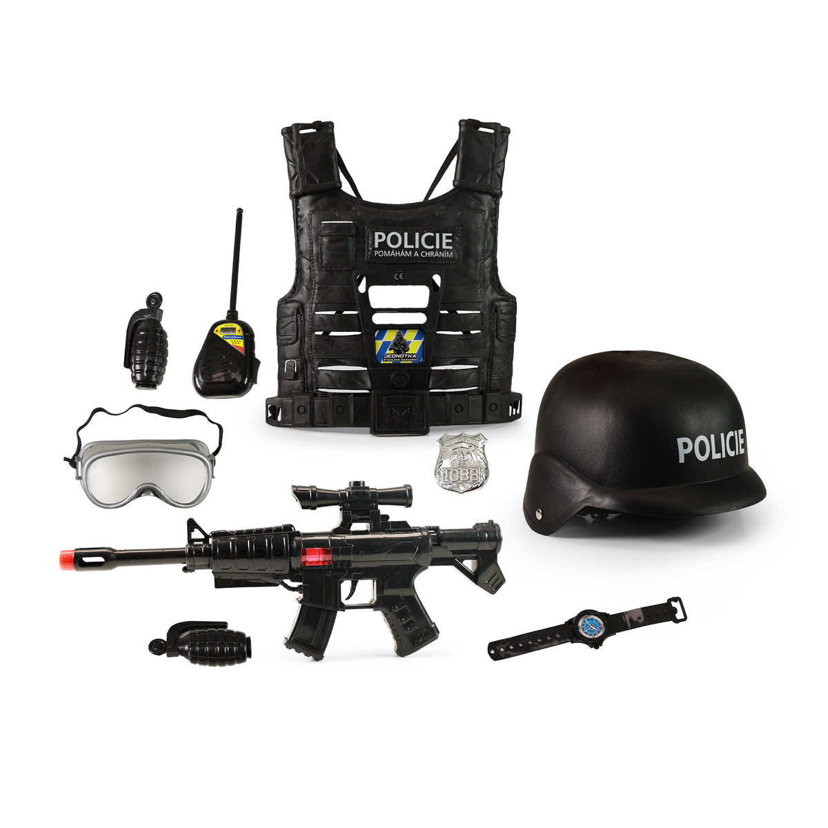 Police vest with Czech inscriptions and accessories