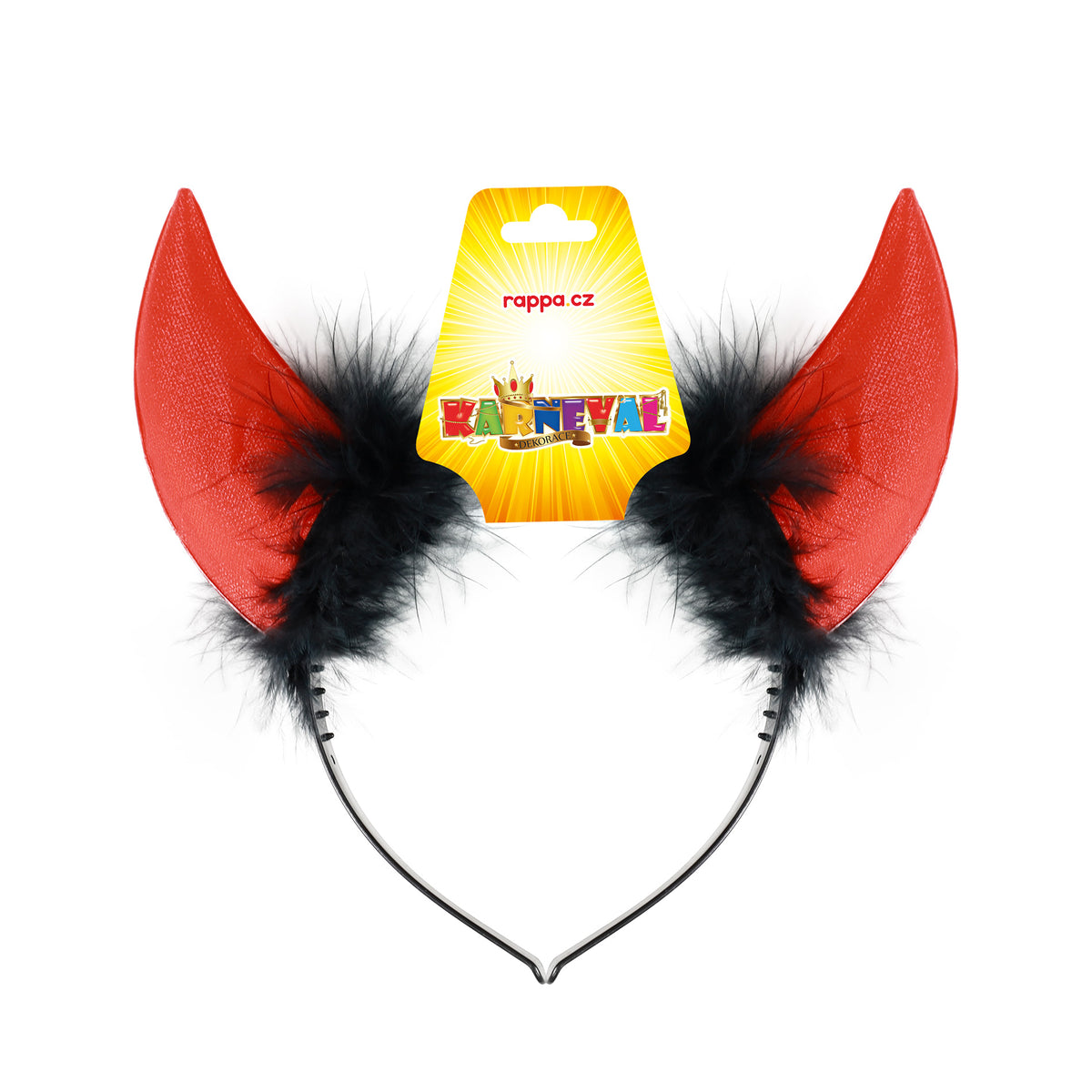 Devil horns headband with black feathers