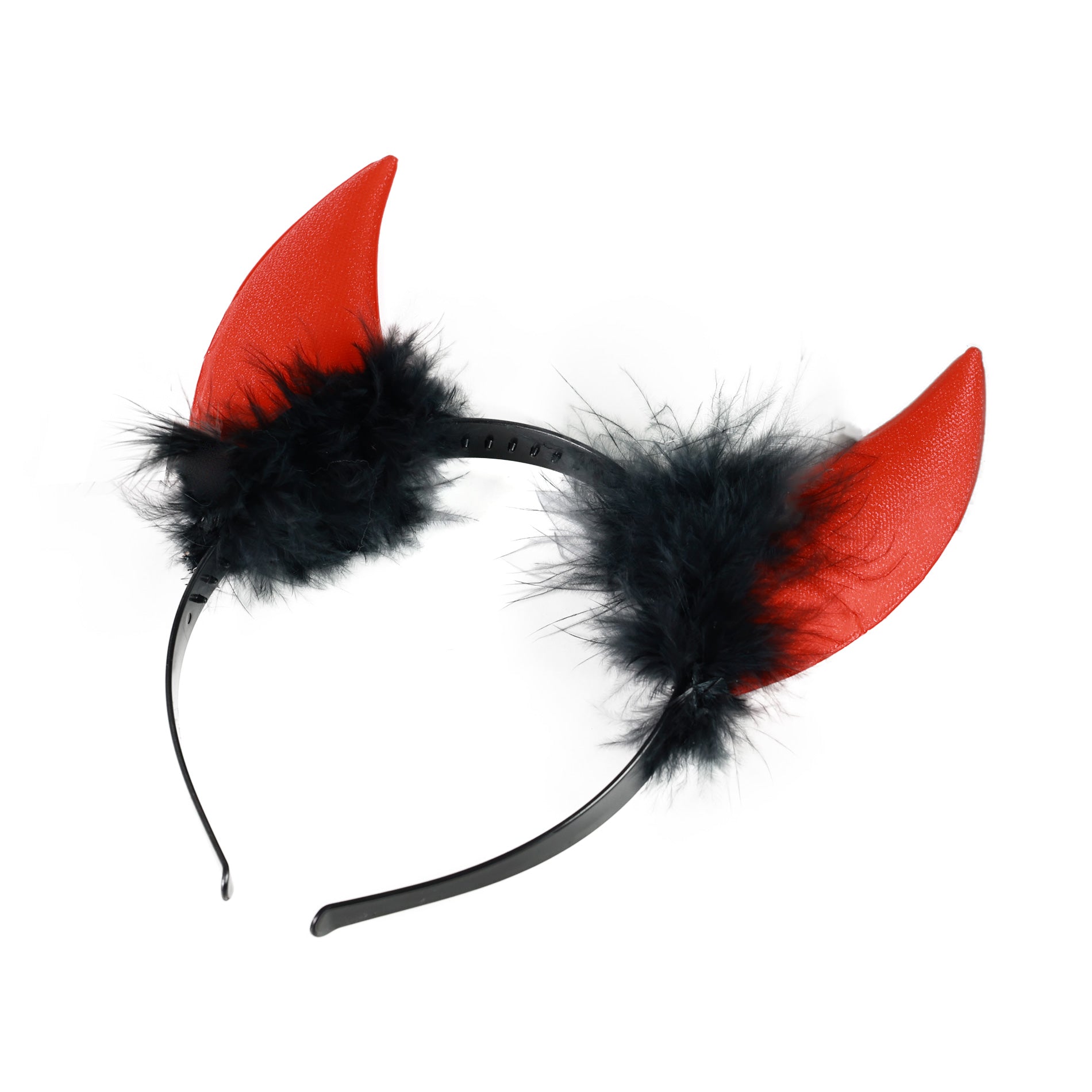 Devil horns headband with black feathers