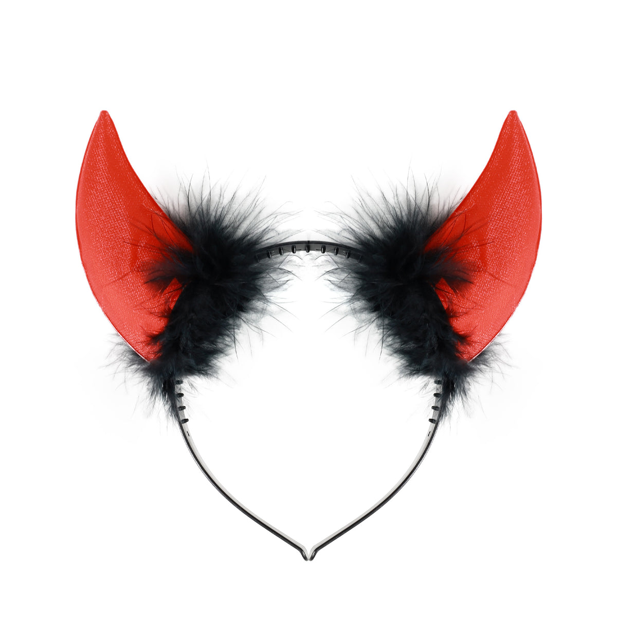 Devil horns headband with black feathers