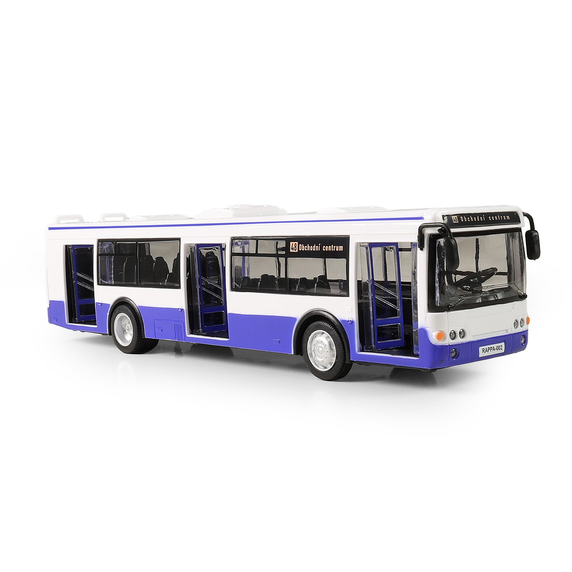 Blue toy bus with Czech stop announcements 28 cm