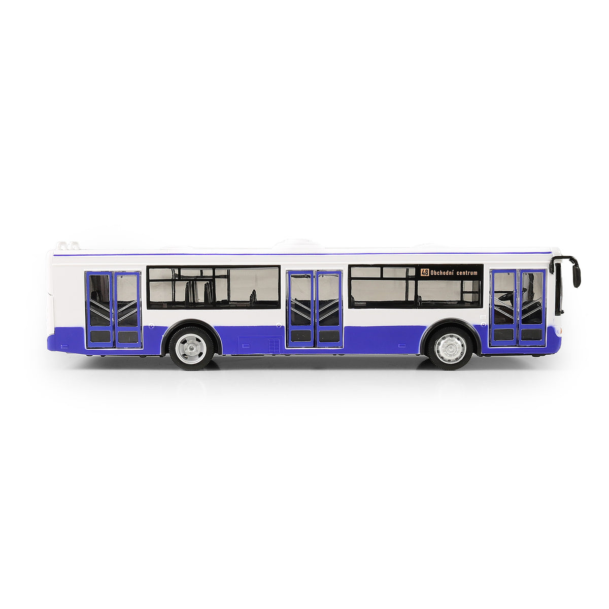 Blue toy bus with Czech stop announcements 28 cm