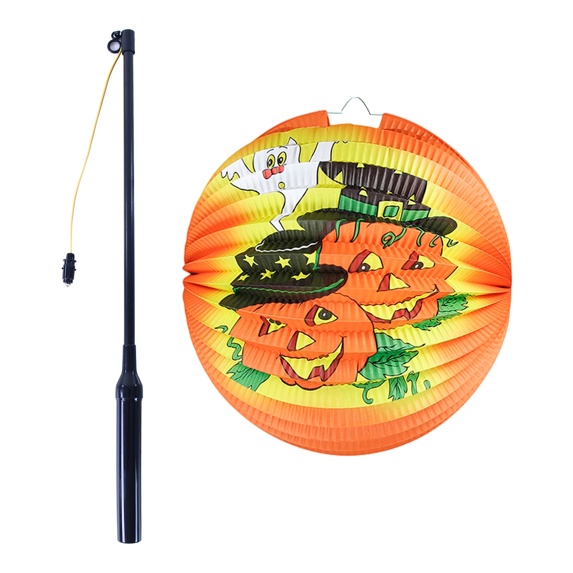 Halloween pumpkin lantern 25 cm with light stick 40 cm