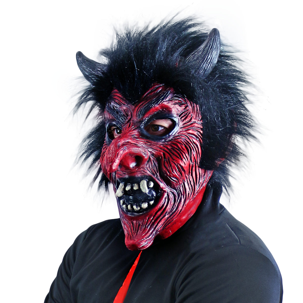 Adult devil mask with hair