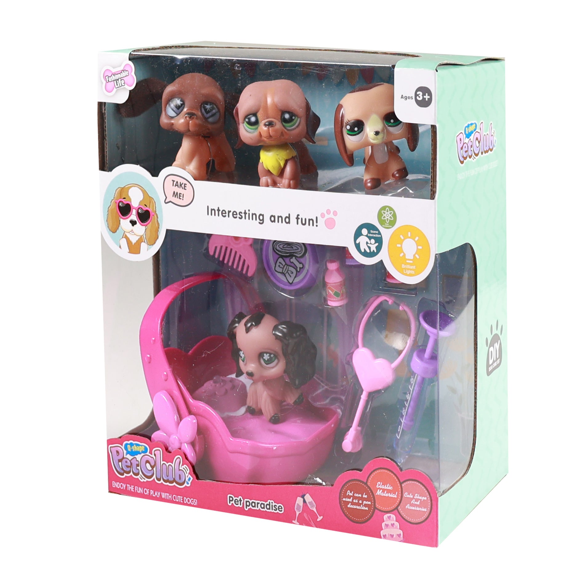 Animal figures 4 pcs with carrier, light and sound