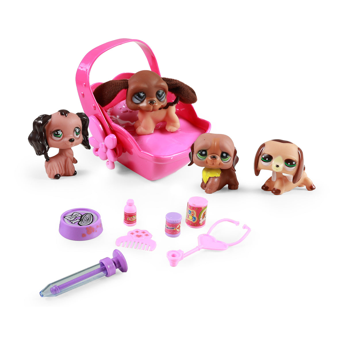 Animal figures 4 pcs with carrier, light and sound