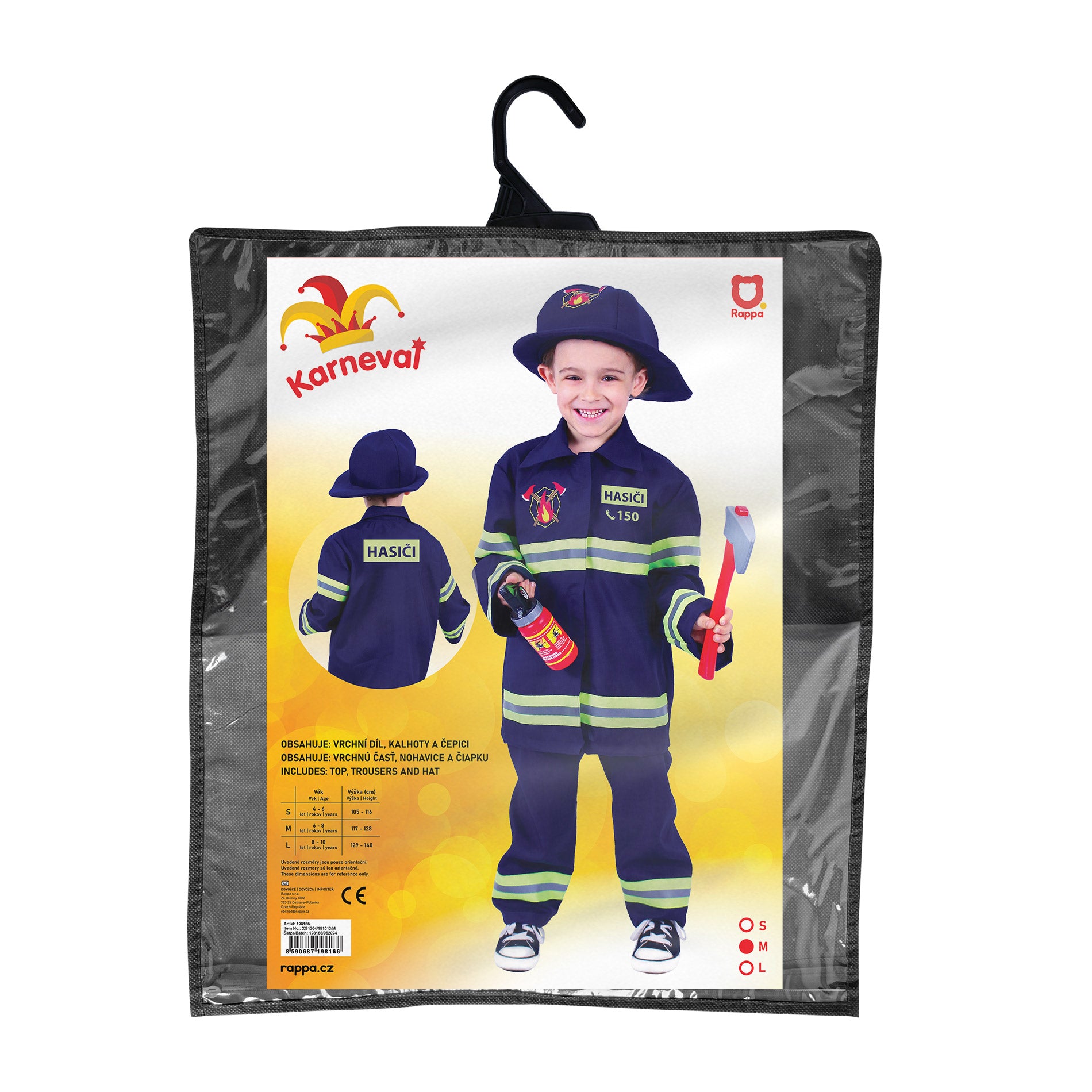 Children's firefighter costume with Czech print, M