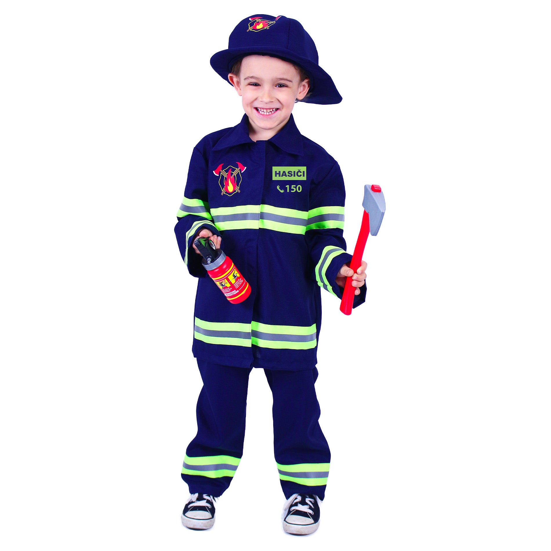 Children's firefighter costume with Czech print, M