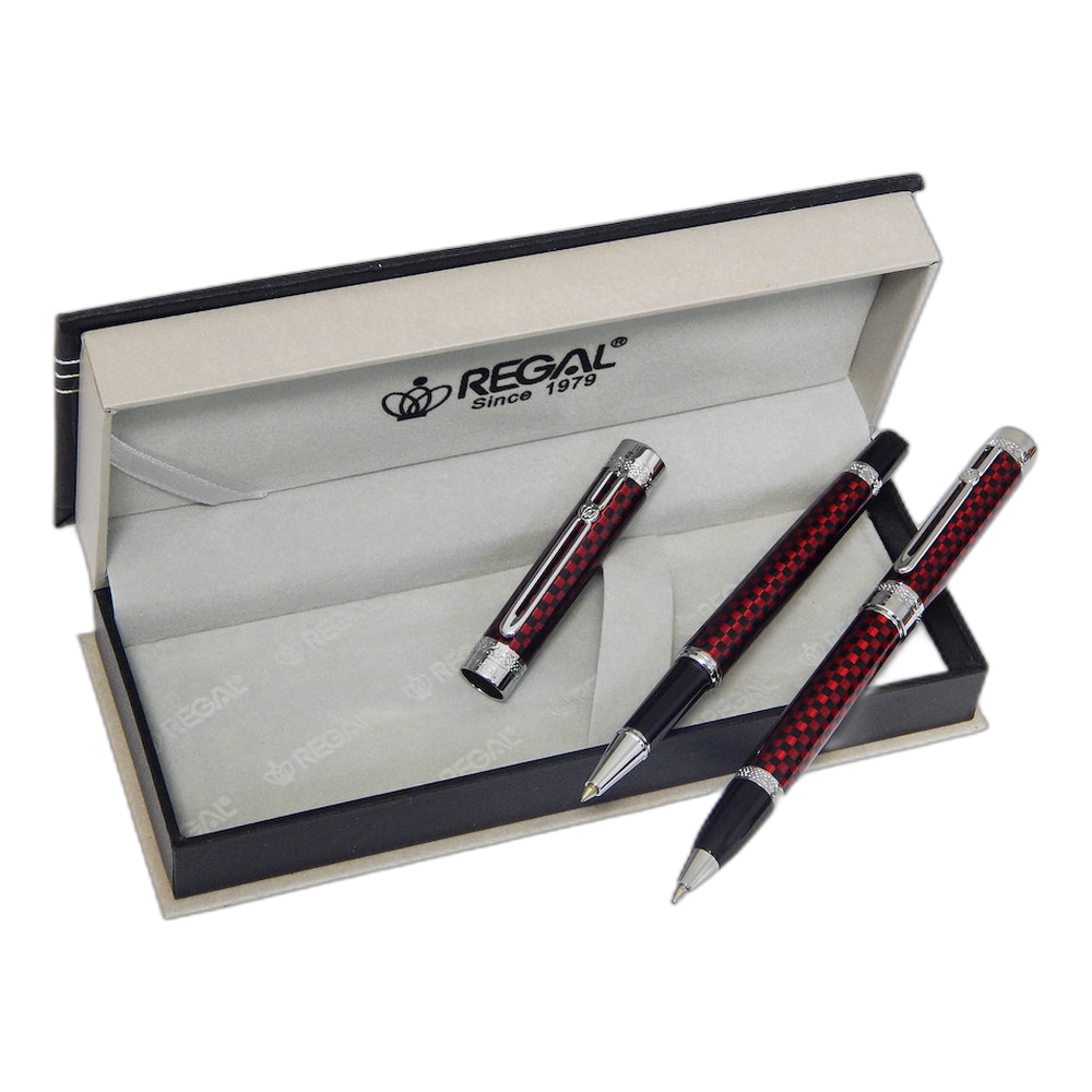 Regal Ritz Ballpoint Pen and Fountain Pen Gift Set Red