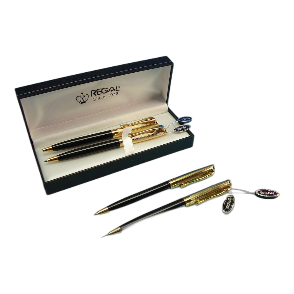Regal Cronos Mechanical Pencil and Ballpoint Pen Gift Set Black