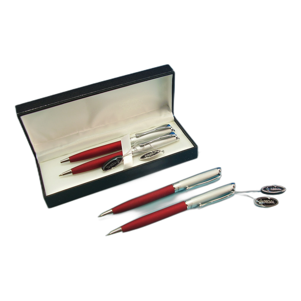 Regal Cronos Mechanical Pencil and Ballpoint Pen Gift Set Red