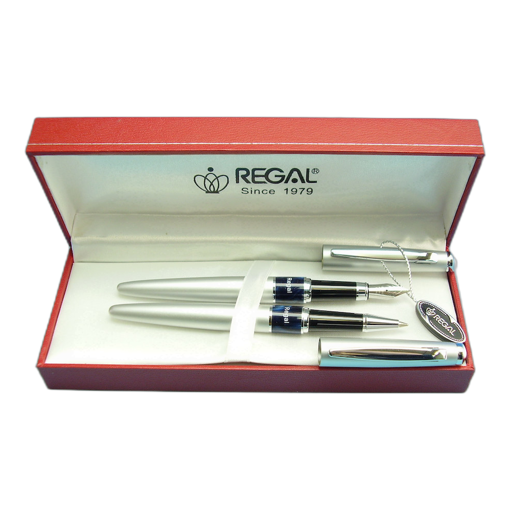 Regal Mercurius Ballpoint Pen and Fountain Pen Gift Set Silver
