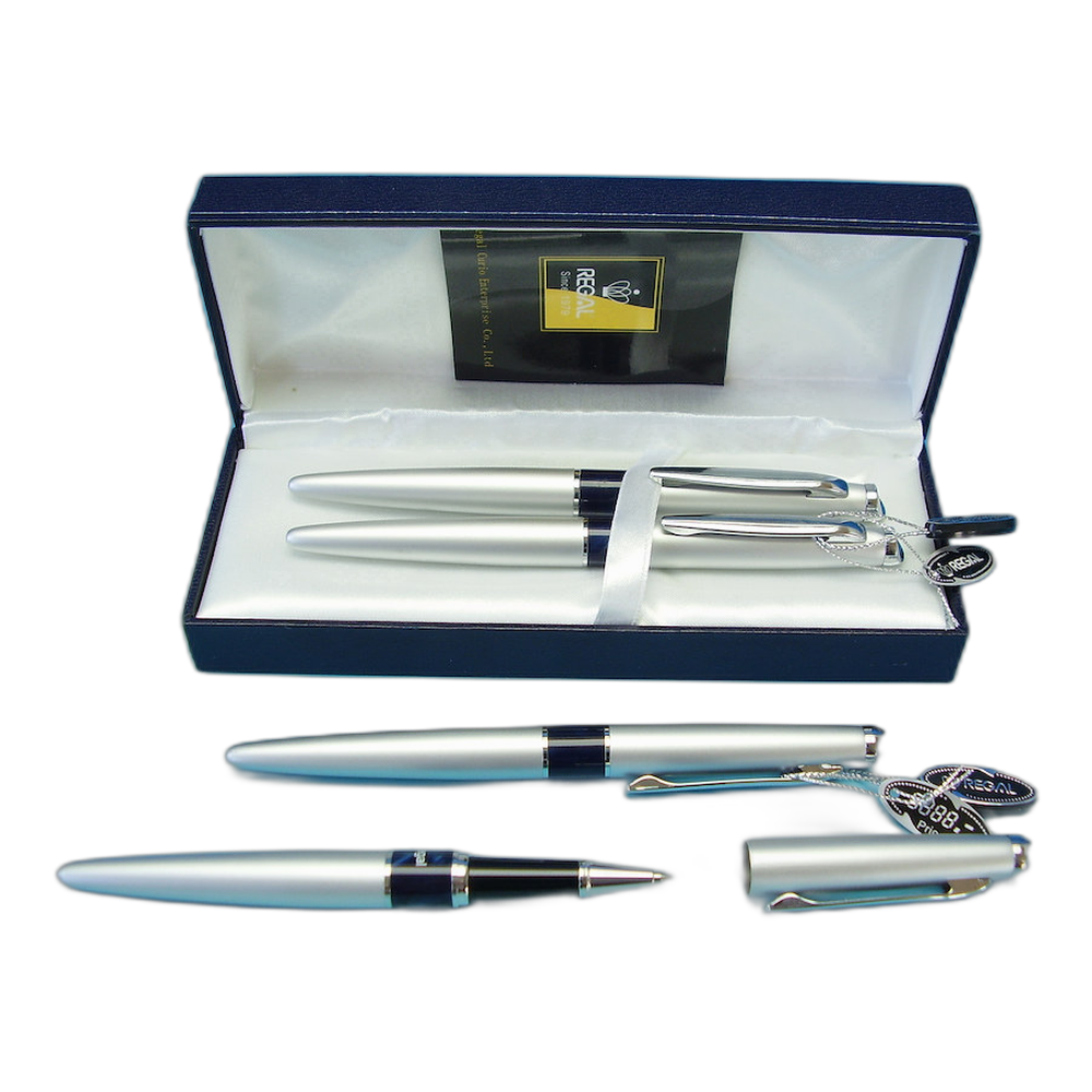 Regal Mercurius Ballpoint Pen and Rollerball Pen Gift Set Silver