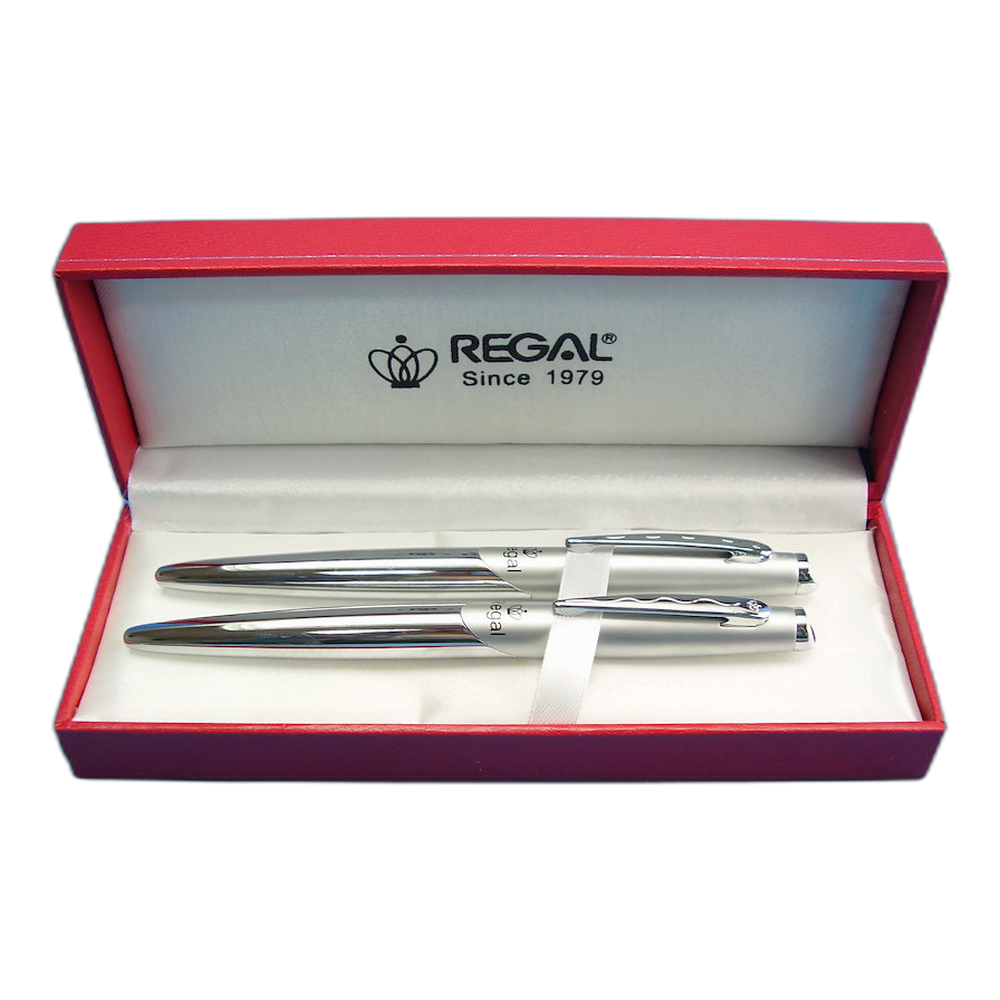 Regal Themis Ballpoint Pen and Fountain Pen Gift Set Silver