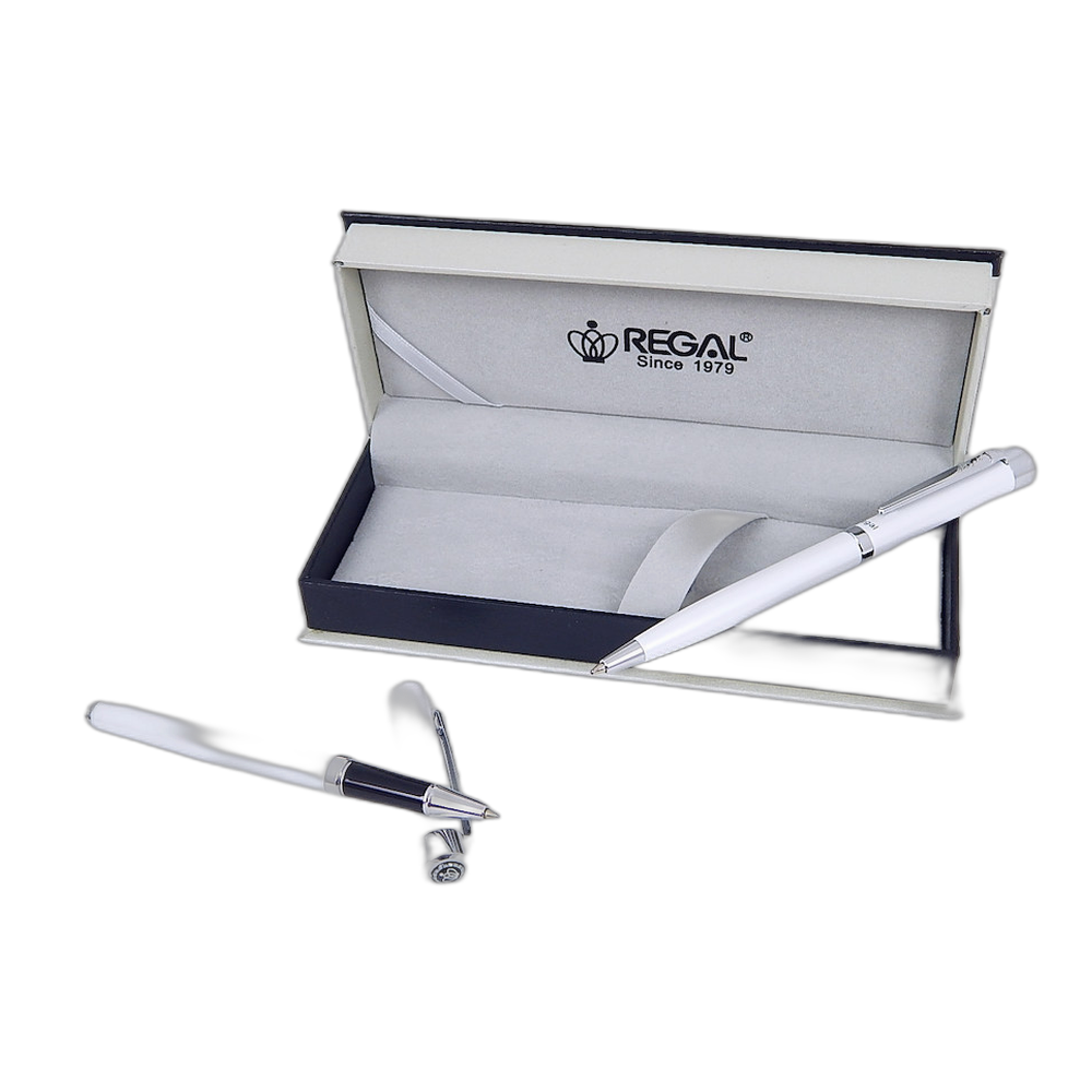 Regal Katherine Ballpoint Pen and Rollerball Pen Gift Set White