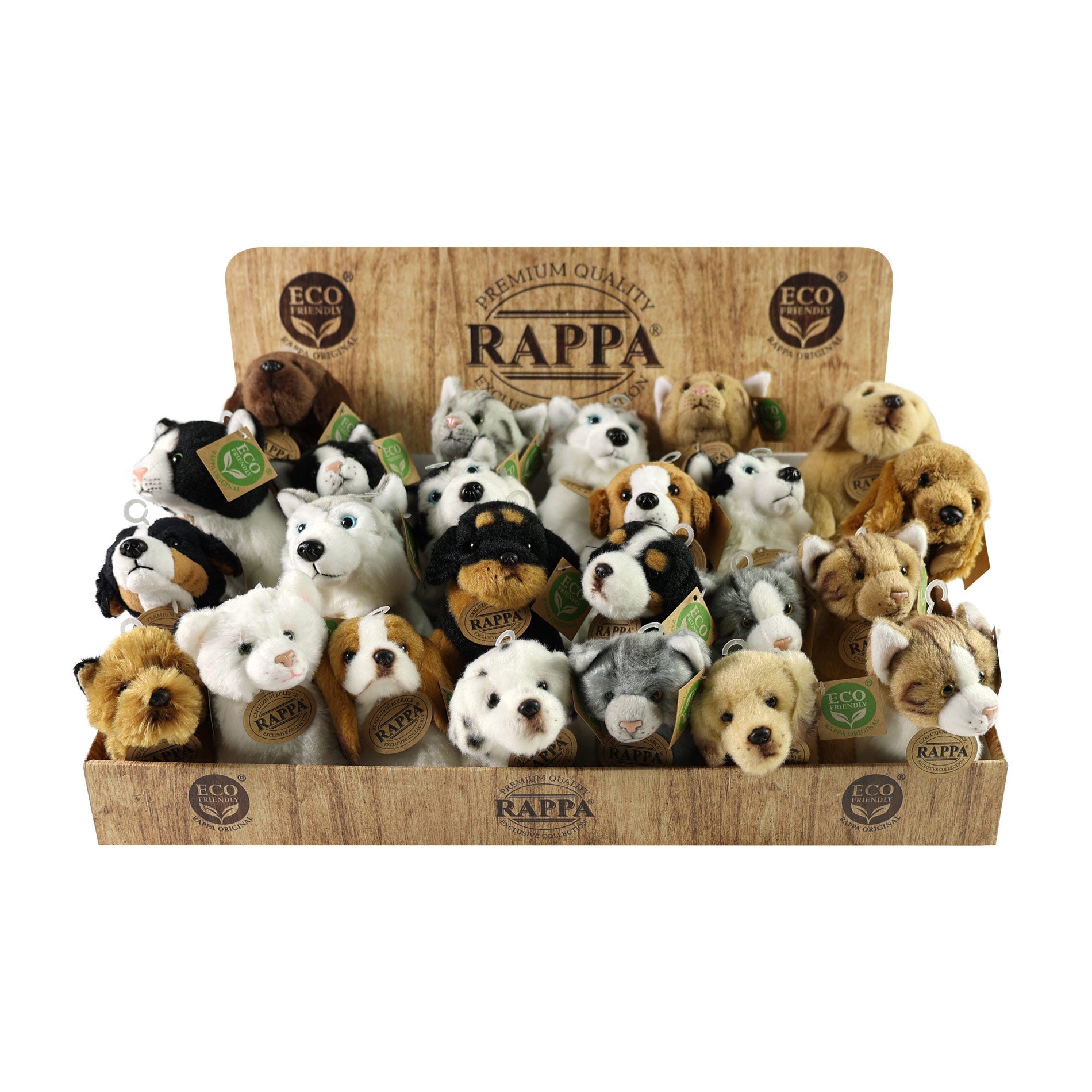 Eco-friendly plush dogs and cats display