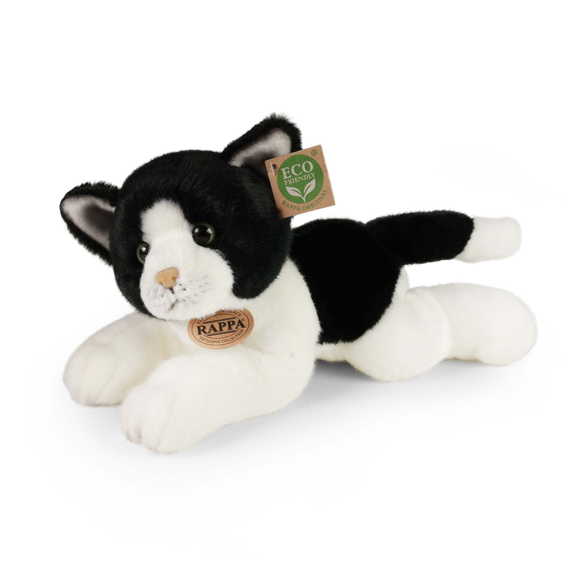 Eco-friendly plush cat white and black 30 cm