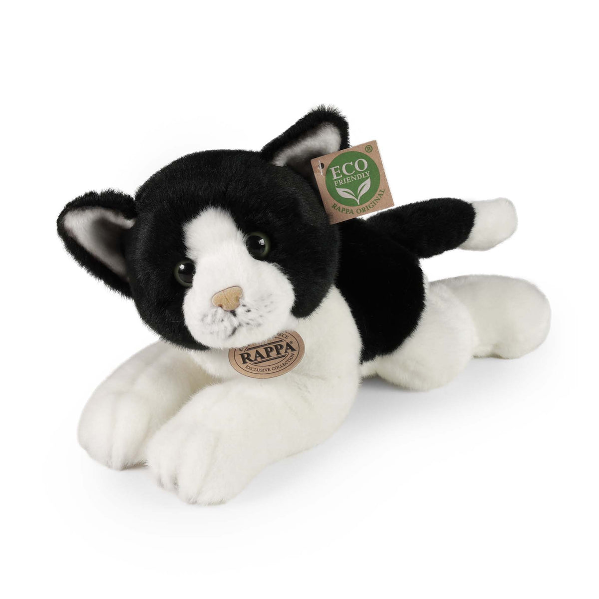 Eco-friendly plush cat white and black 30 cm
