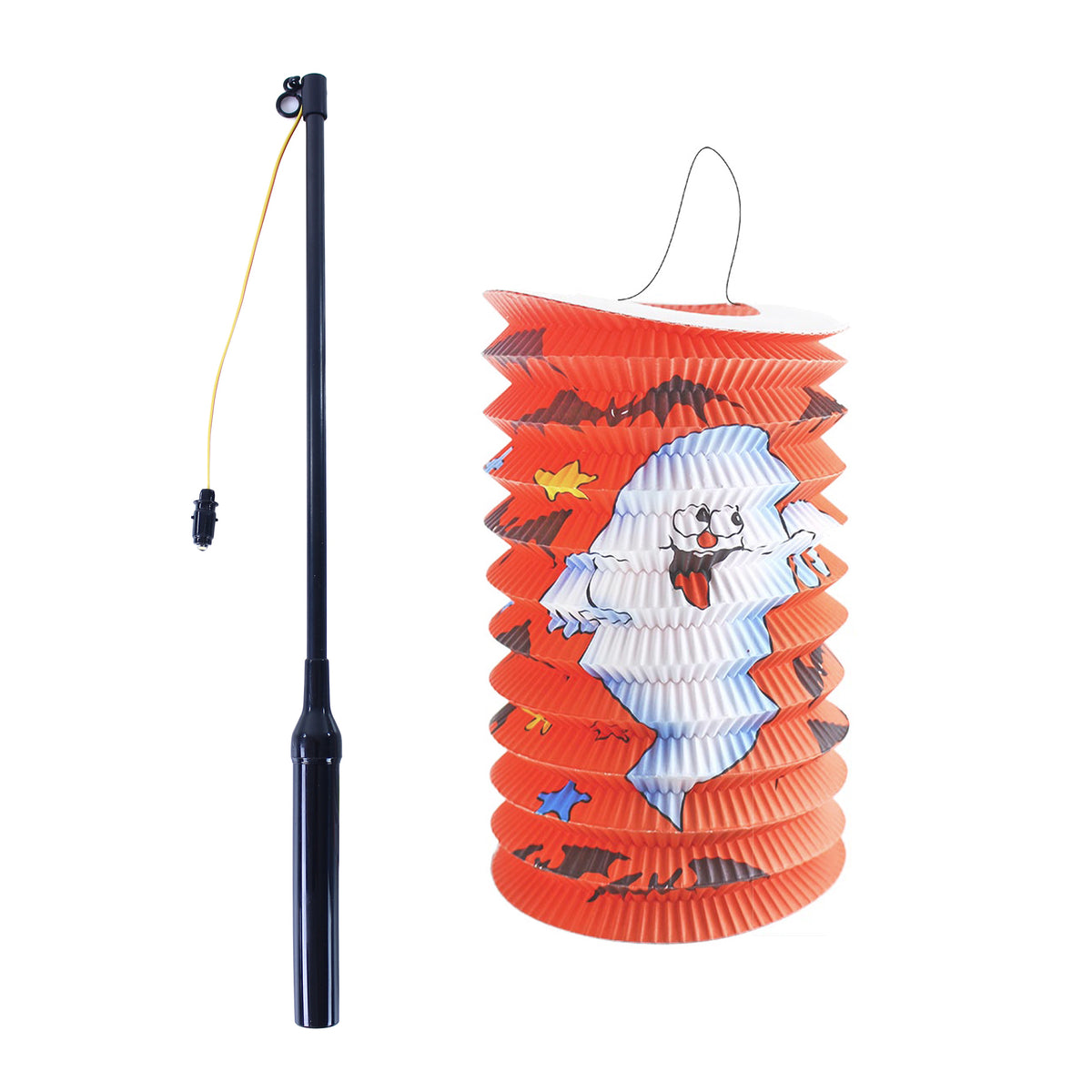 Halloween ghost lantern 15 cm with glowing wand 40 cm