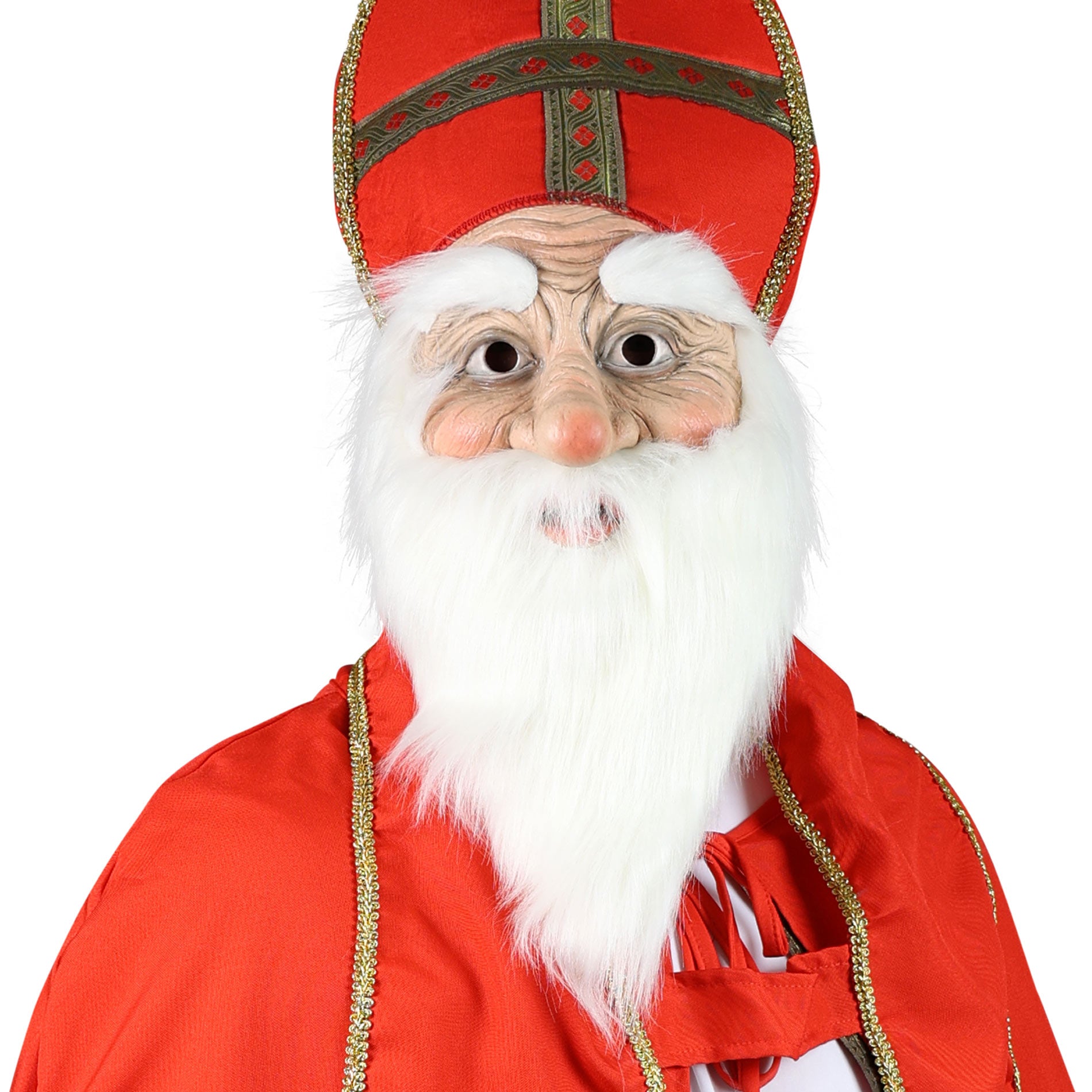 Adult Saint Nicholas mask with beard and eyebrows