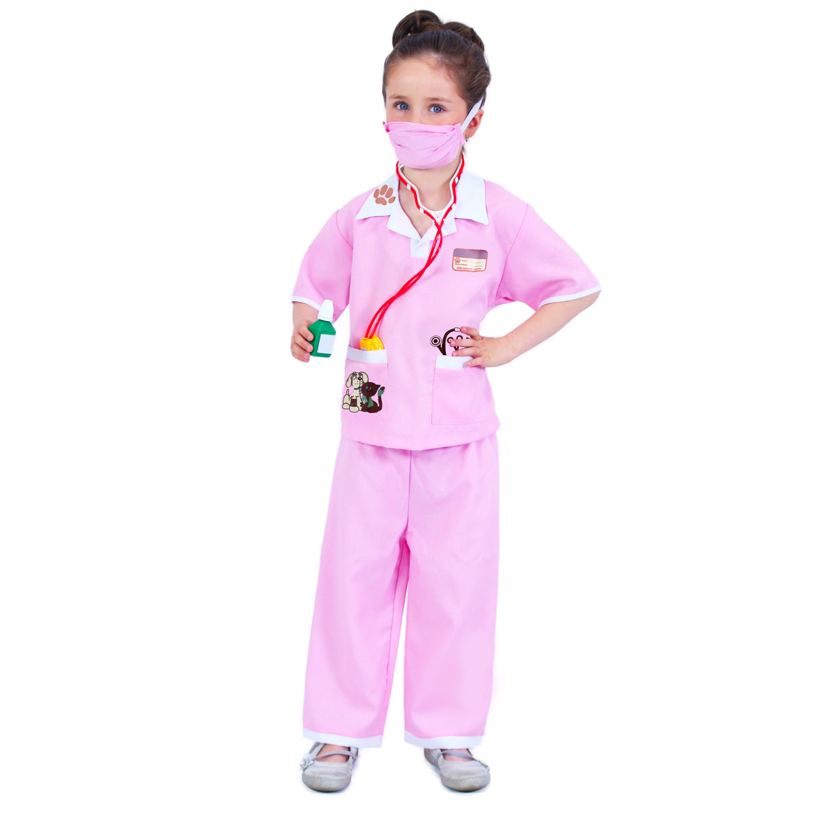 Children's veterinarian costume with Czech print, size S