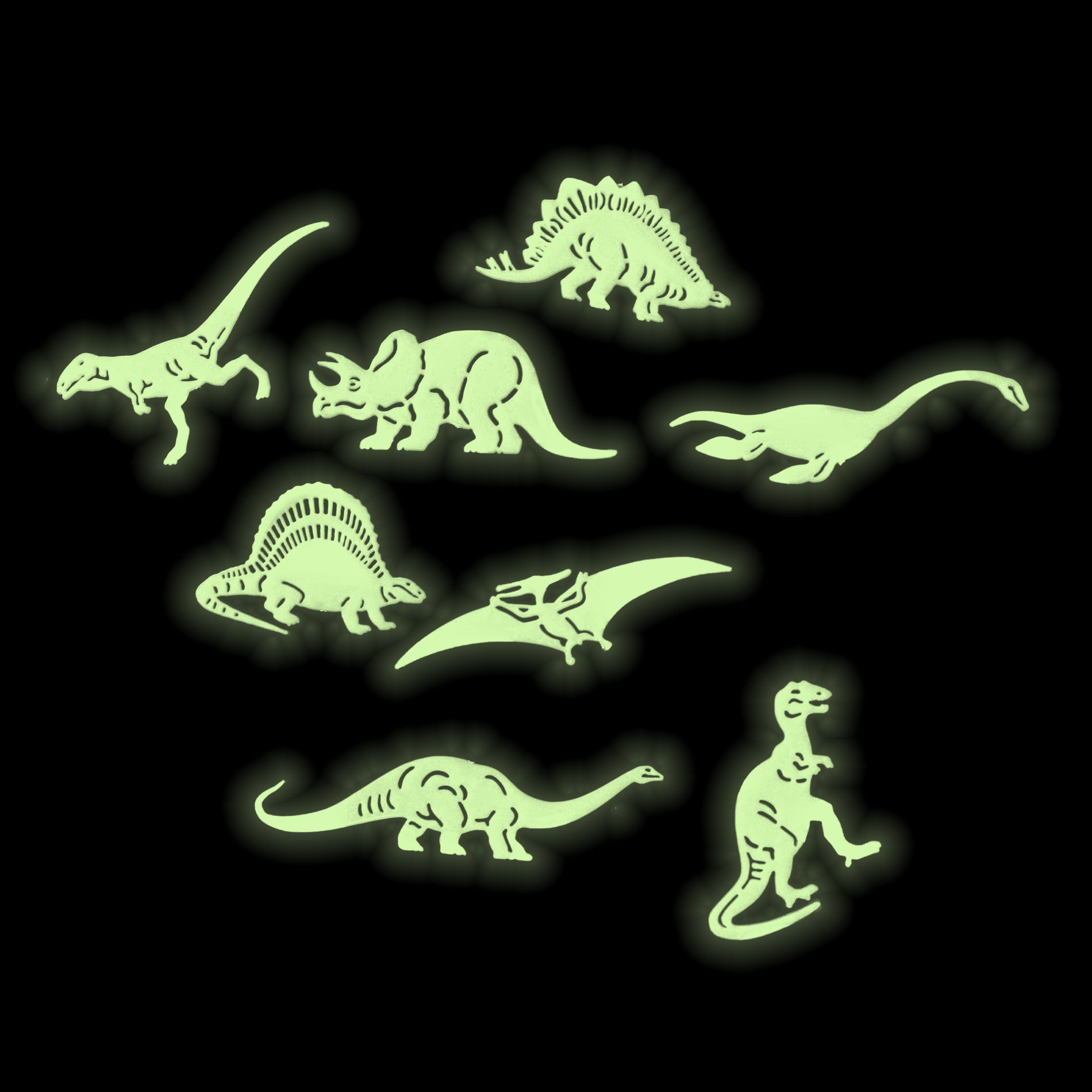 Glow in the dark dinosaur wall stickers