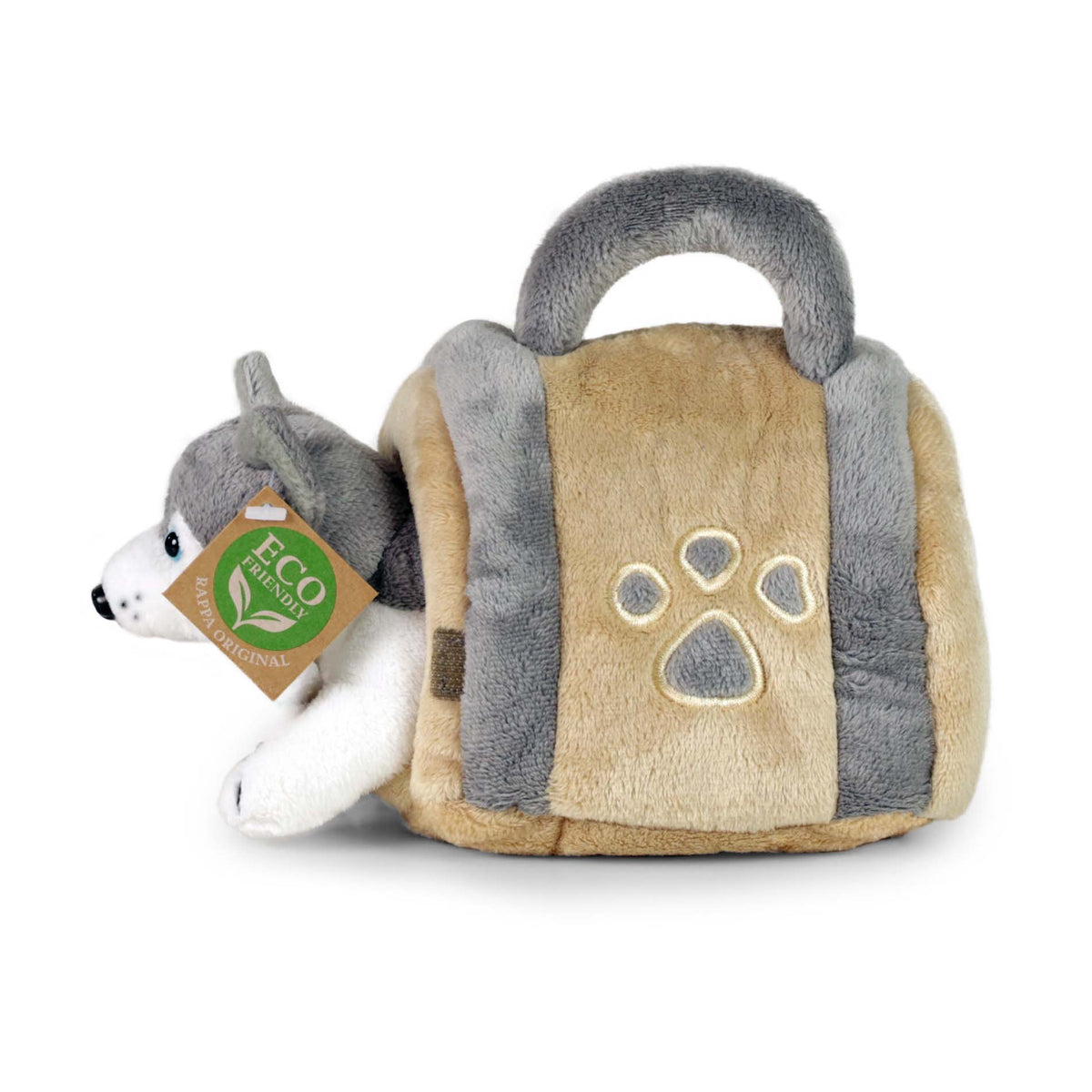 Plush Siberian Husky 13 cm with Crate