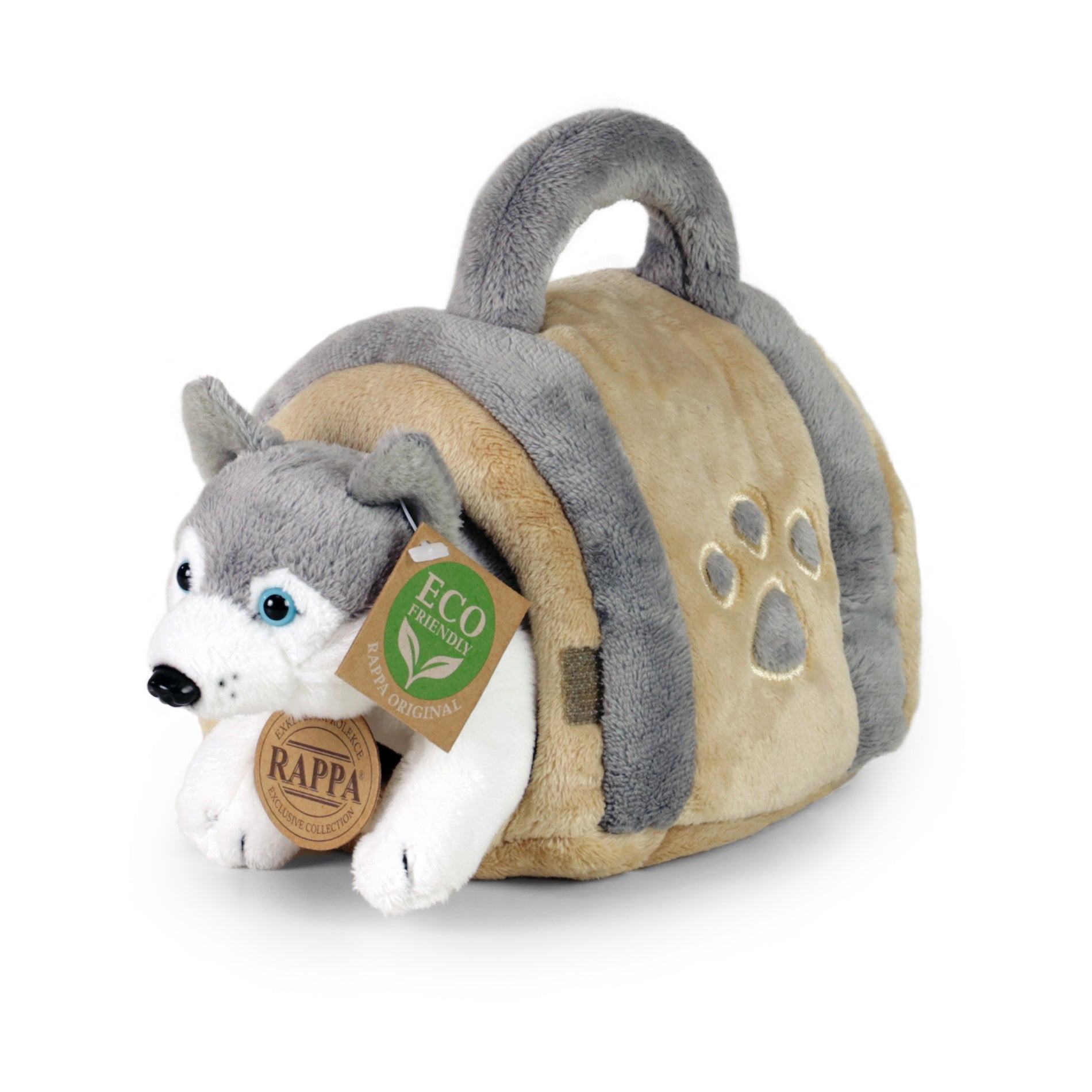 Plush Siberian Husky 13 cm with Crate