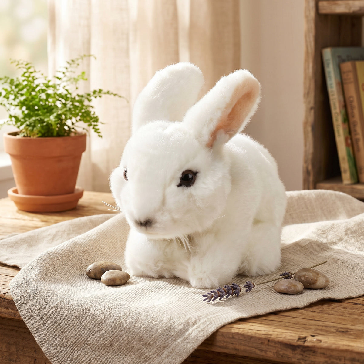 Plush white rabbit 18 cm