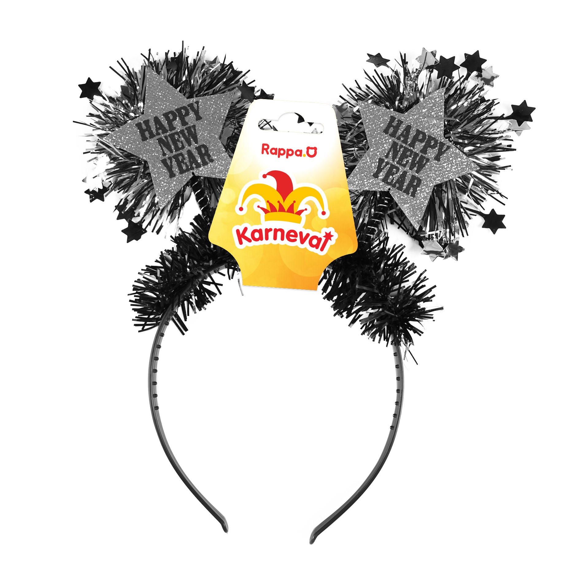Black Happy New Year headband with gold stars