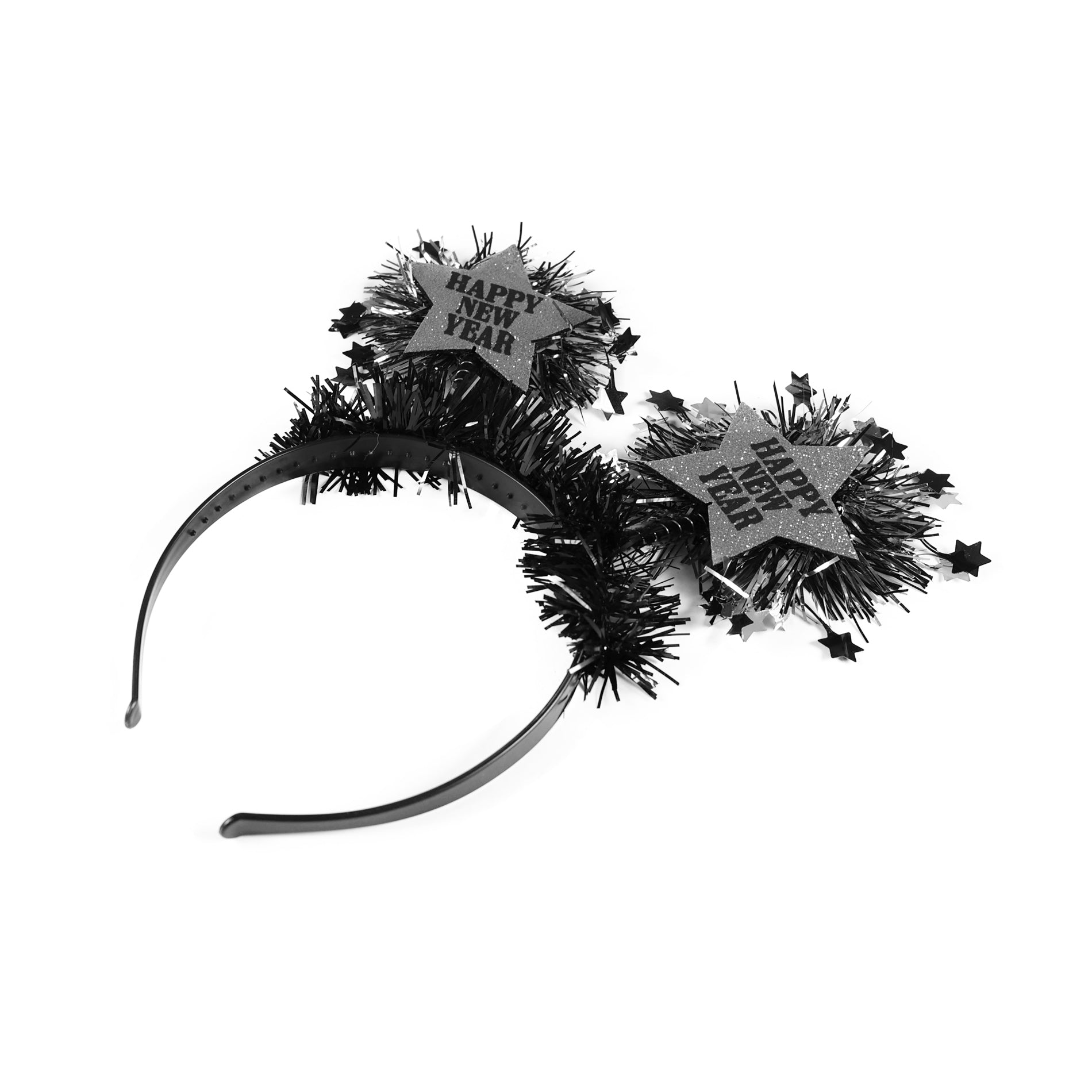Black Happy New Year headband with gold stars