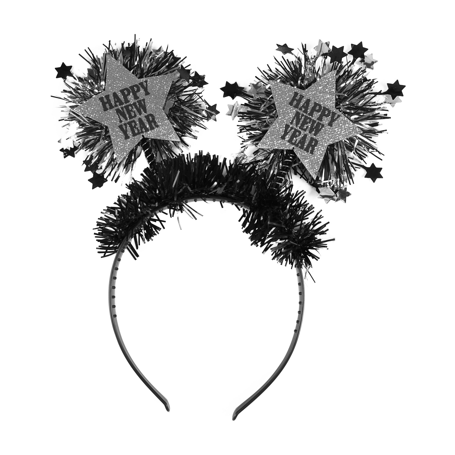 Black Happy New Year headband with gold stars