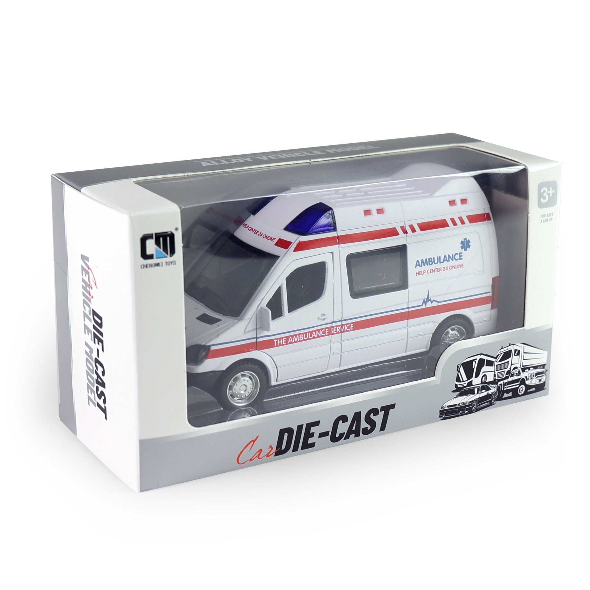 Metal ambulance toy car with sound and lights