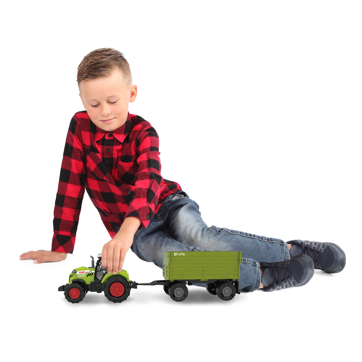 Farm tractor with trailer, sound and lights 25 cm